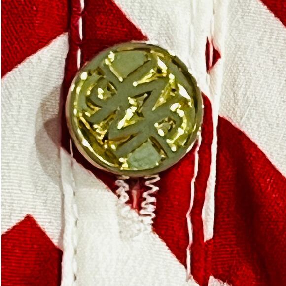 Mudpie Red White Geometric Pattern Tunic Gold Buttons L (12-14) 100% Polyester - Picture 7 of 15